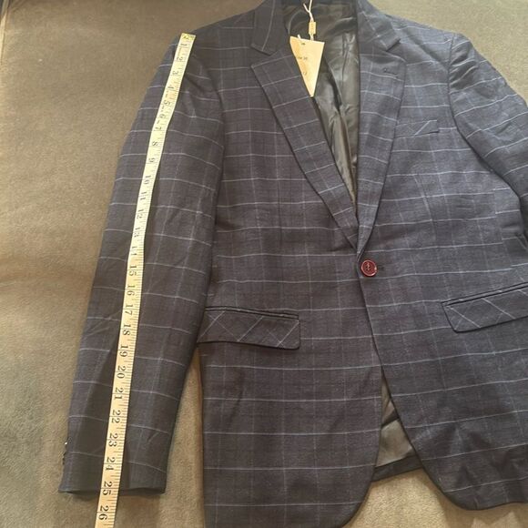 Men’s Mogu Plaid 3 Piece Formal Suit Notch Lapel Jacket 36 Pants 33 NWT - Picture 8 of 14